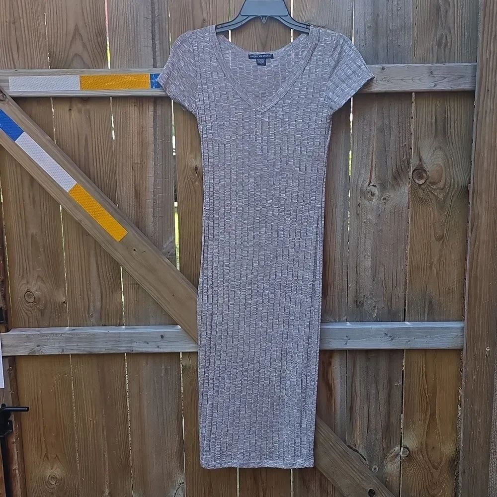 American Dream Beige Ribbed Knit Dress